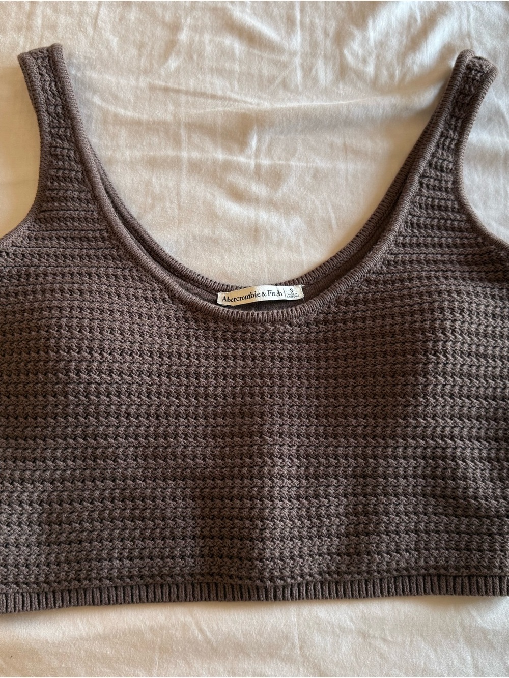 Abercrombie & Fitch Knit Cropped Tank Top - Taupe Brown